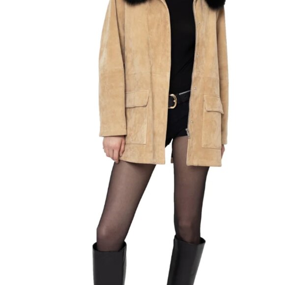 NWT Susanna Chow Raegan Suede Field Jacket in Hazelnut, Size L - Picture 5 of 7